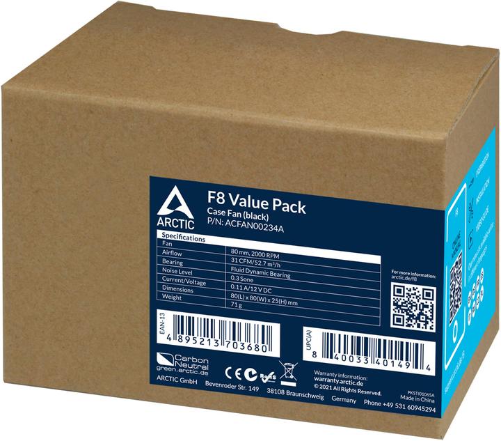 Actual product image Arctic F8 Value Pack 5 pcs. (80 mm, 5 x)