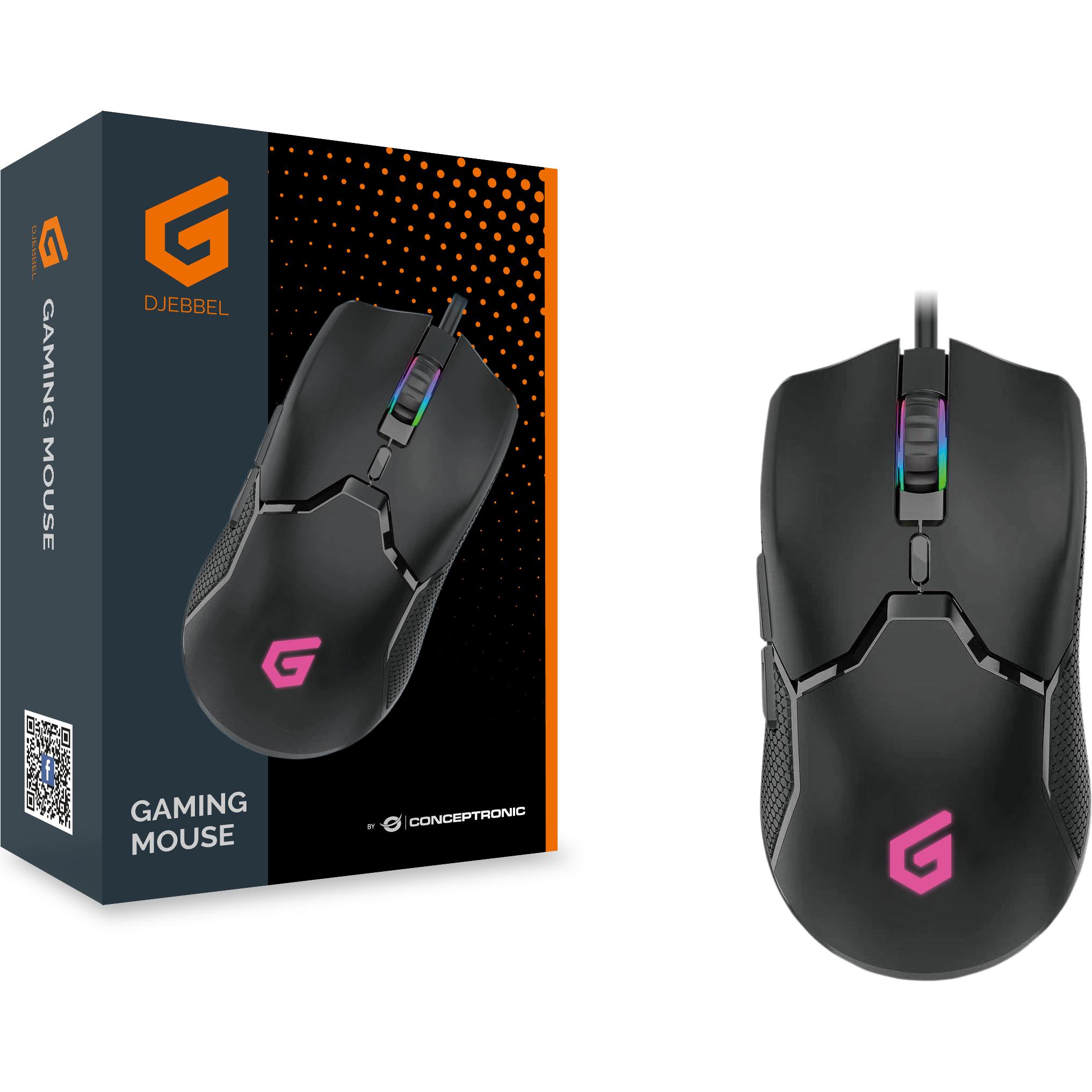 Thumbnail - Conceptronic Gaming USB, 7200 DPI, IC sensor,DJEBBEL05B (Kabelgebunden), Maus, Schwarz