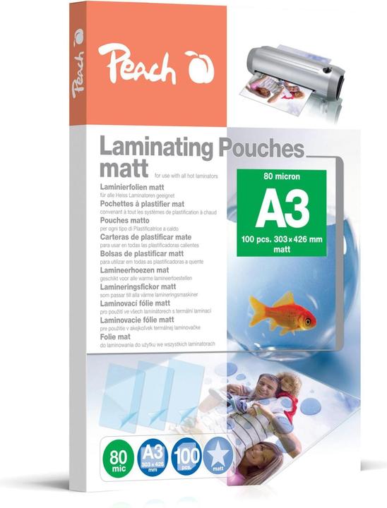 Produktbild Peach Laminierfolie A3 (A3, 100 Stück, 80 µm)