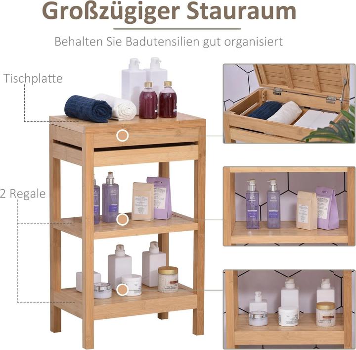 Immagine prodotto Swisshandel24 Mensola da bagno, mensola da bagno con coperchio incernierato, mensola da bagno con 2 ripiani