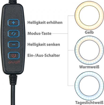Produktbild Somikon Profi LED-Ringlicht, Ø26 cm, dimmbar, Fernauslöser & Smartphone-Halter