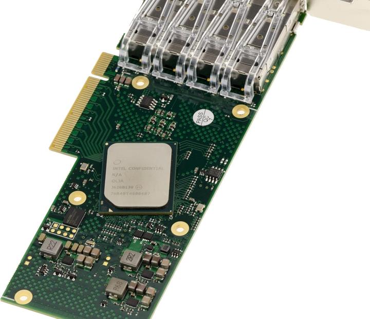 Actual product image Kalea-informatique 4-Port PCIe Fibre SFP+ LAN Controller Card with Intel Chipset - 10GbE Ethernet Network Adapter (Mini PCI Express)