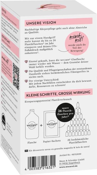 Actual product image we:care2 Kennenlern-Set, Handseife-Granulat, Magnolie-Sandelholz (refill, 250 ml)