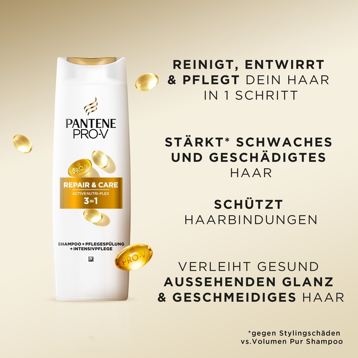 Nutritional values and ingredients Pantene Pro-V Repair & Care 3 in 1 (250 ml, Liquid shampoo)