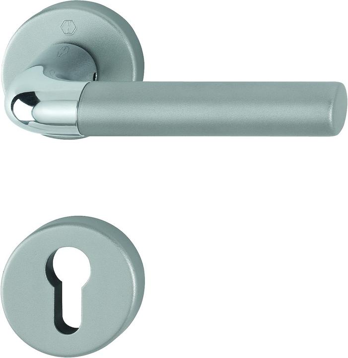 Produktbild Hoppe Rosettengarnitur Bremen 1505/42KV/42KVS quadratisch Abmessung 8mm PZ F49/F9-2 Stahl verchromt/Alumin (Türgarnitur)
