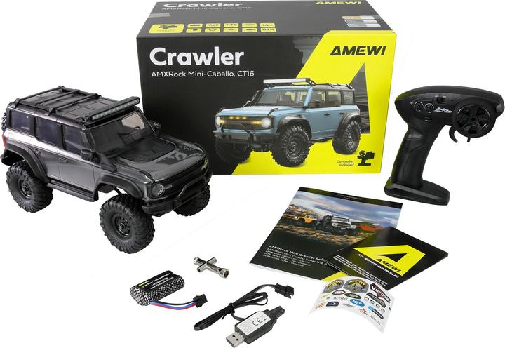 Produktbild Amewi RC Crawler Mini-Cabalo AMXRock 4WD 1:16 RTR grau (RTR Ready-to-Run)