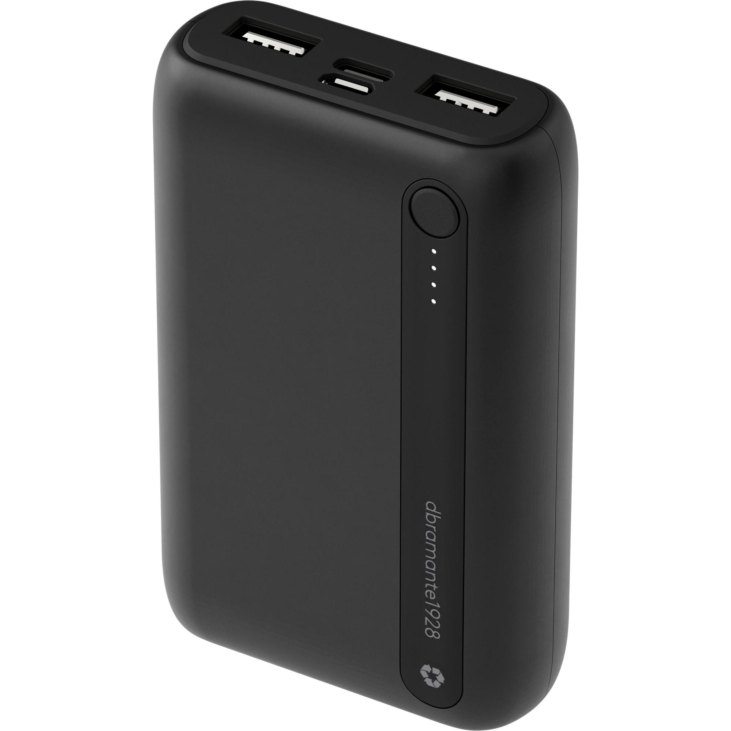 dbramante1928 re-charge, 10000 mAh, Polimeri di litio (LiPo), Nero (10000 mAh, 37 Wh), Powerbank, Nero