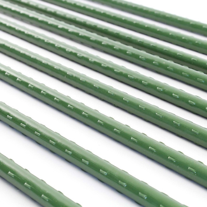 Actual product image Wiltec Toboli 10x plant sticks green 120cm Ø11mm trellis metal plastic tomato stake (120 cm, 1.10 cm)