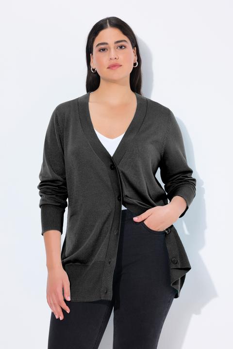 Produktbild Ulla Popken Strickjacke, V-Ausschnitt, Knopfleiste, Feinstrick (46, 48)