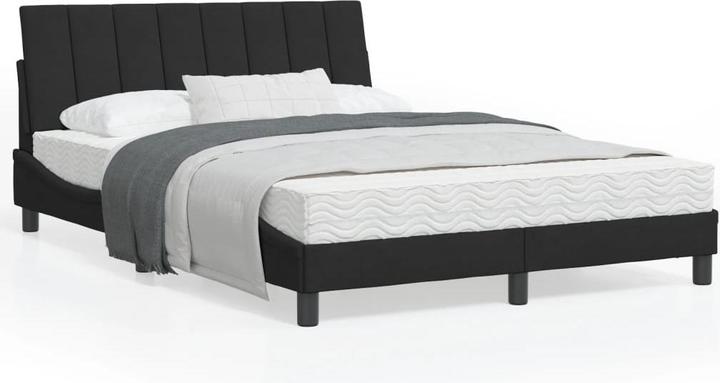 vidaXL Bed Upholstered bed Bed frame Double bed Mattress Black 120x200cm Velvet (120 x 200 cm)
