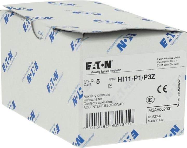 Produktbild Eaton HI11-P1/P3Z Hilfsschalter 062031 1S+1Ö f.P1 P3 Zwischenbau 062031