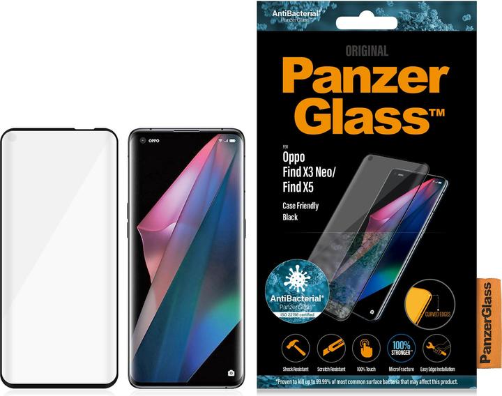 Produktbild PanzerGlass Oppo Find X3 Neo Case Friendly Antibakteriell black (1 Stück, Oppo Find X3 Neo, Oppo Find X5)