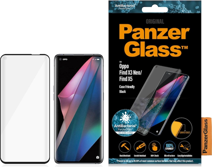Image du produit PanzerGlass Oppo Find X3 Neo Etui Friendly Antibactérien noir (1 pièce(s), Oppo Find X3 Neo, Oppo Find X5)