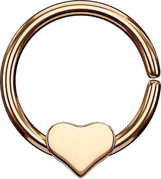 Star Piercing Micro Piercing Ring rosegold mit Herz (ohne Messing, Chirurgenstahl 316L)