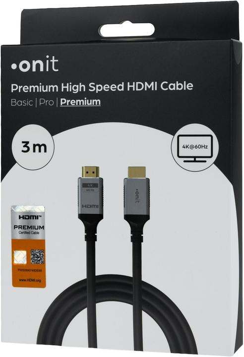 Image du produit Onit Kabel Premium HDMI - HDMI, 4K/60Hz, 3 m (3 m)