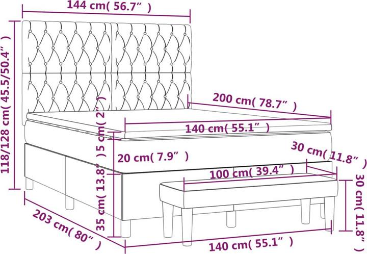 Image du produit vidaXL Boxspringbett (140 x 200 cm)