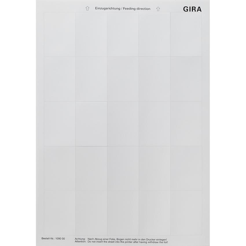 Gira Beschriftungsbogen, Taster + Schalter