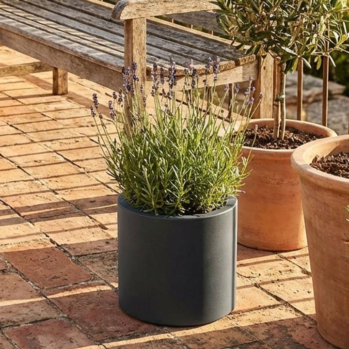 Produktbild Ethick Moderner Blumentopf Rund Ø38cm in Anthrazit, Pflanzkübel 19L aus Kunststoff für Innen & Aussen (38 x 32 cm)