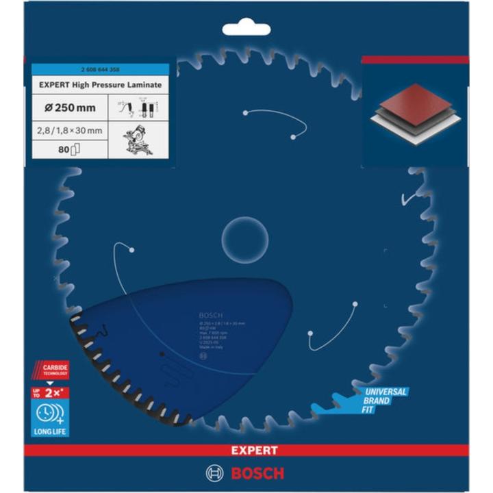 Produktbild Bosch Professional Zubehör Kreissägeblatt Expert for High Pressure Laminate, 250 x 30 x 2,8 mm, 80