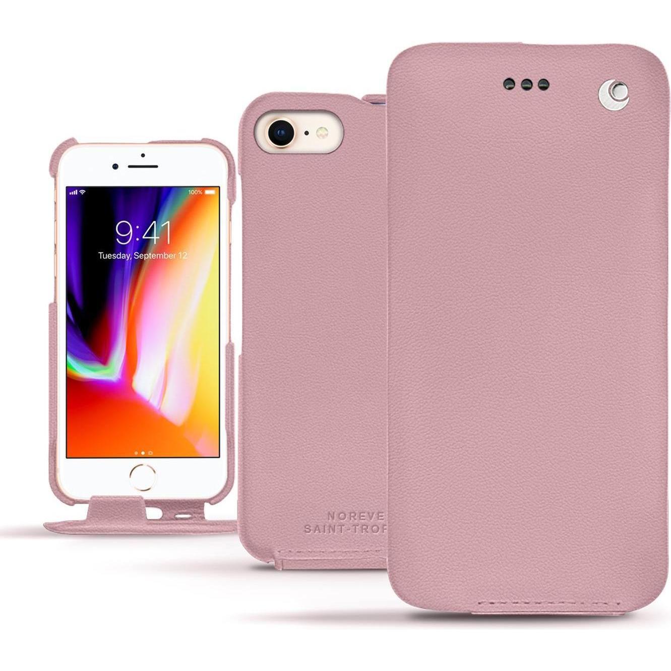 Noreve Lederschutzhülle vertikal (Apple iPhone 8), Smartphone Hülle, Rosa