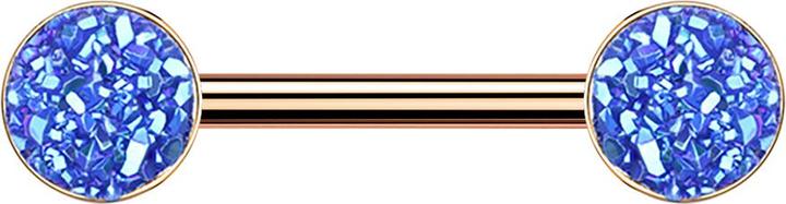 Produktbild Star Piercing Barbell rosegold mit Druse Stein dunkelblau (ohne Messing, Chirurgenstahl 316L)