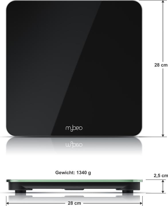 Image du produit Mybeo Digitale Waage für Personen, Digitalwaage, Personenwaage, grosse Trittfläche aus 6mm Sicherheitsglas (180 kg)