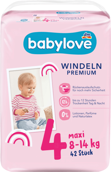 Immagine prodotto dm babylove Premium-Windeln (Dimensione 4, Pacco trasportabile, 42 Pezzo/i)