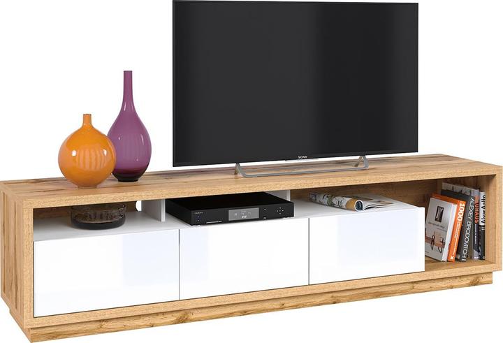 Actual product image Petits-Meubles 3-drawer TV stand 200 cm Asten White and Wood