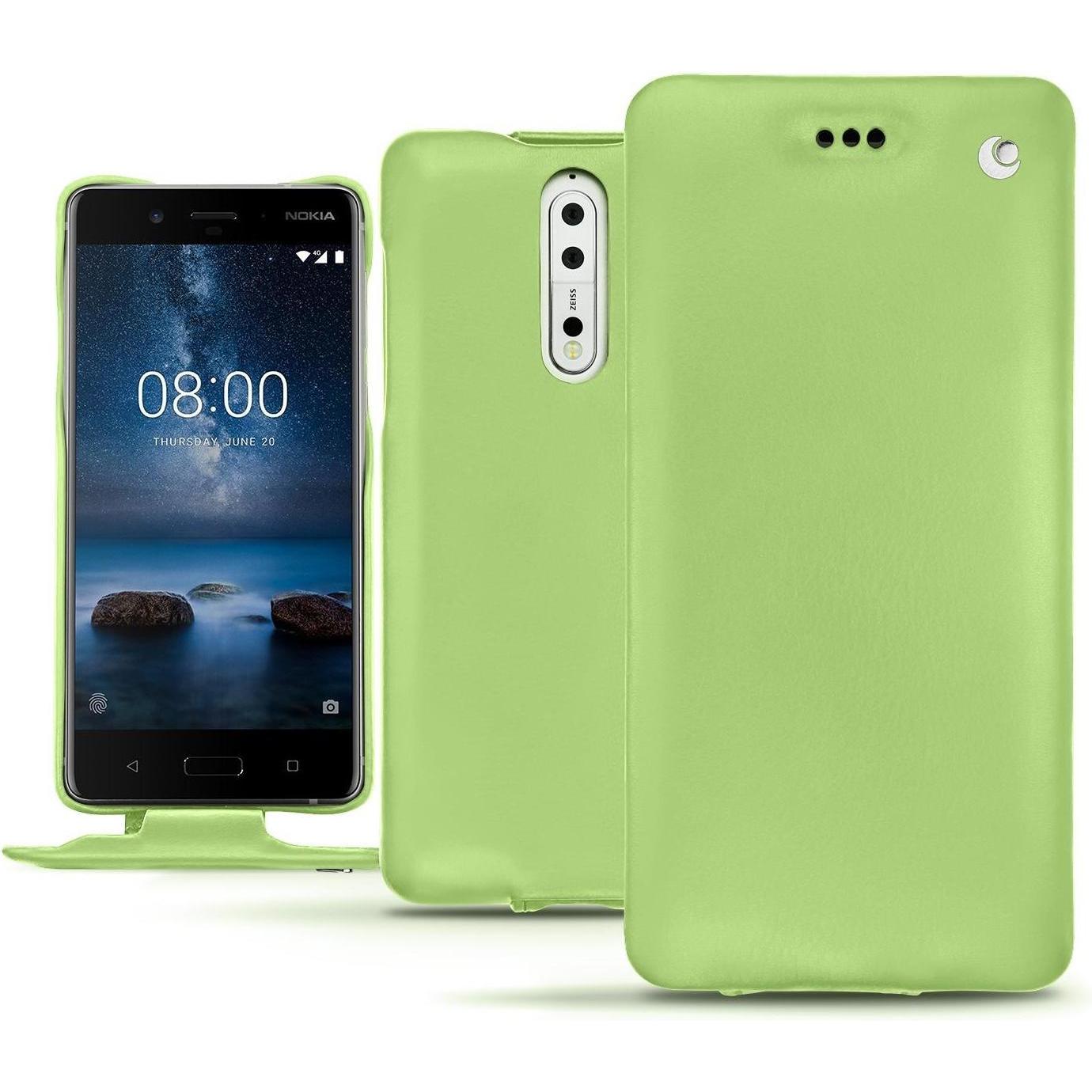 Noreve Lederschutzhülle vertikal (Nokia 8), Smartphone Hülle, Grün