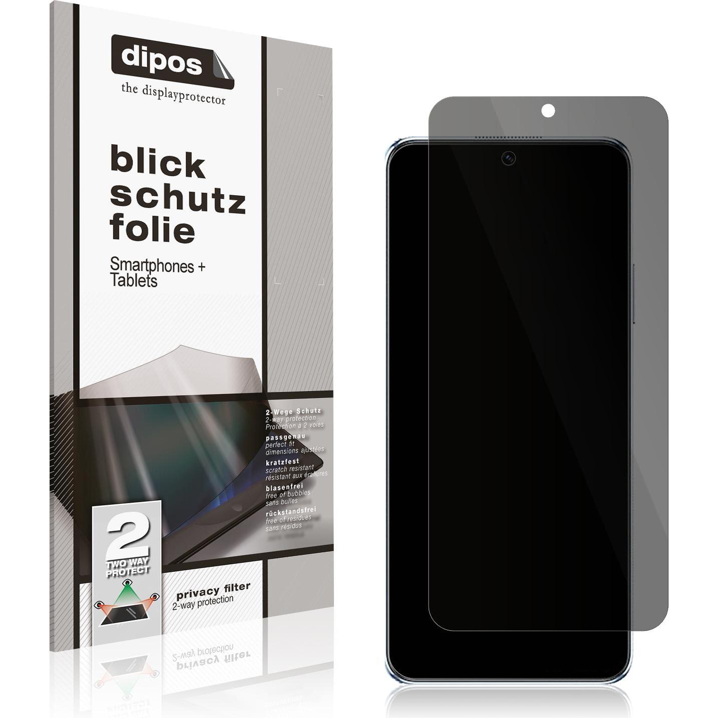 Dipos Blickschutzfolie 2-Way Anti-Shock (2 Stück, Huawei Nova Y90), Smartphone Schutzfolie, Transparent