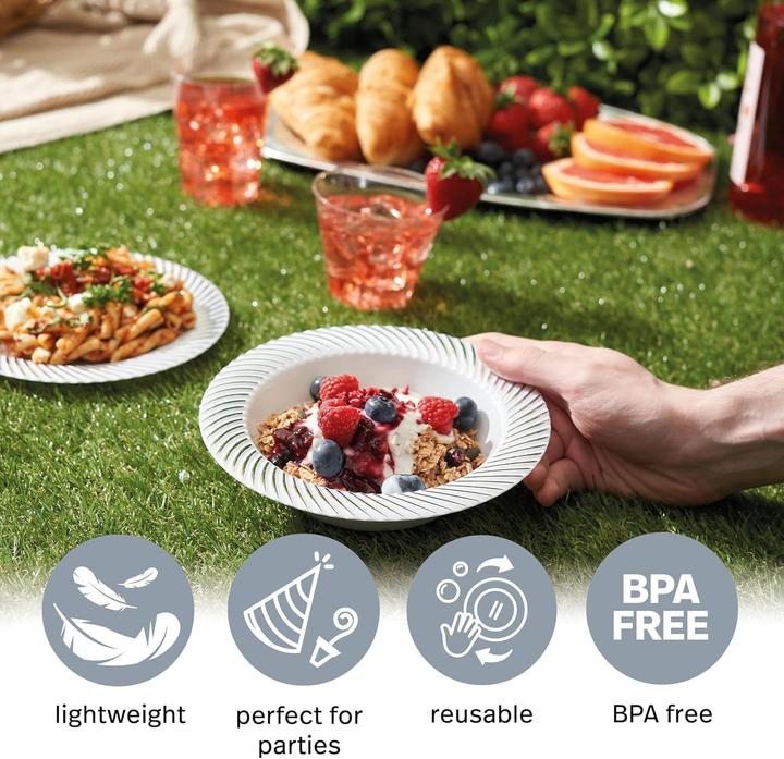 Produktbild Matana Plastikteller mit Silbernem Rand (100 Stück) (100 x)