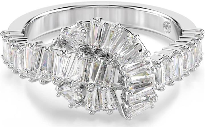 Produktbild Swarovski Matrix Ring Baguette Schliff Knoten Weiss Rhodiniert (55)