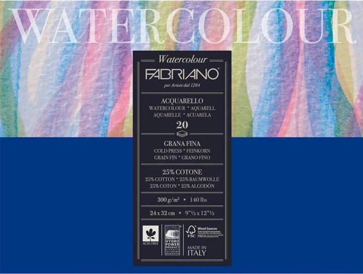 Produktbild Fabriano Aquarellblock 24 x 32 cm, 300g/m2, 20 Blatt (24 x 32 cm)