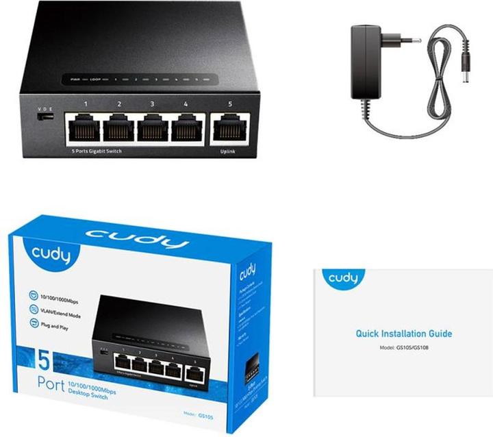 Actual product image Cudy GS105 network switch Gigabit Ethernet (10/100/1000) Black (5 Ports)