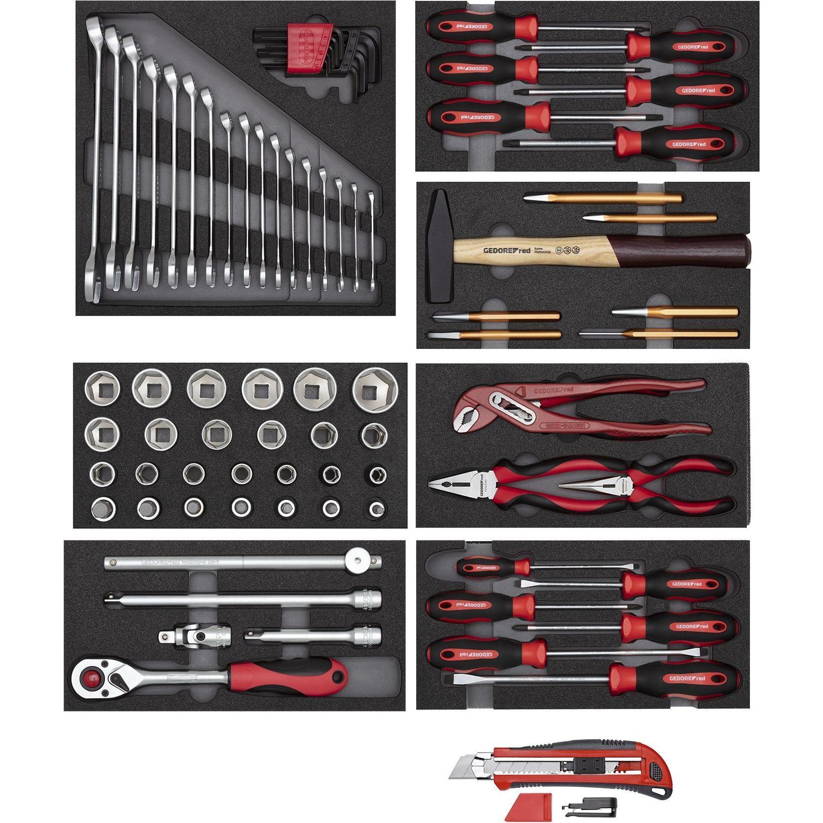 Gedore Red, Zubehör Werkzeugaufbewahrung, red R21010000 Werkzeugsatz 8x CT-Module + Cutter 81-teilig