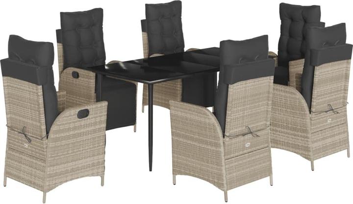 Image du produit vidaXL Meuble de jardin Ensemble de jardin 7pcs gris clair Poly rotin (160 cm)