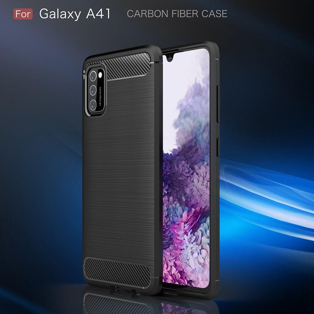 Thumbnail - König Design Hülle Handy Schutz für Samsung Galaxy A41 Case Cover Bumper Carbon Optik Grau (Samsung Galaxy A41), Smartph...