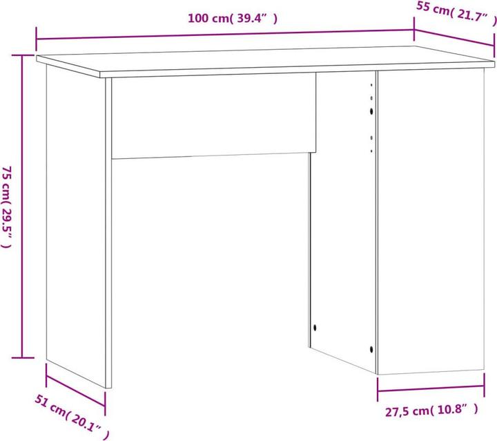 Produktbild vidaXL Schreibtisch (100 x 55 x 75 cm)