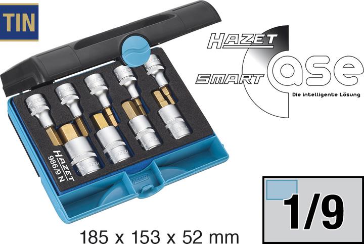 Actual product image HAZET Screwdriver socket set 986/9N ∙ Square, hollow 12.5 mm (1/2 inch) ∙ Inside hexagon profile ∙ …