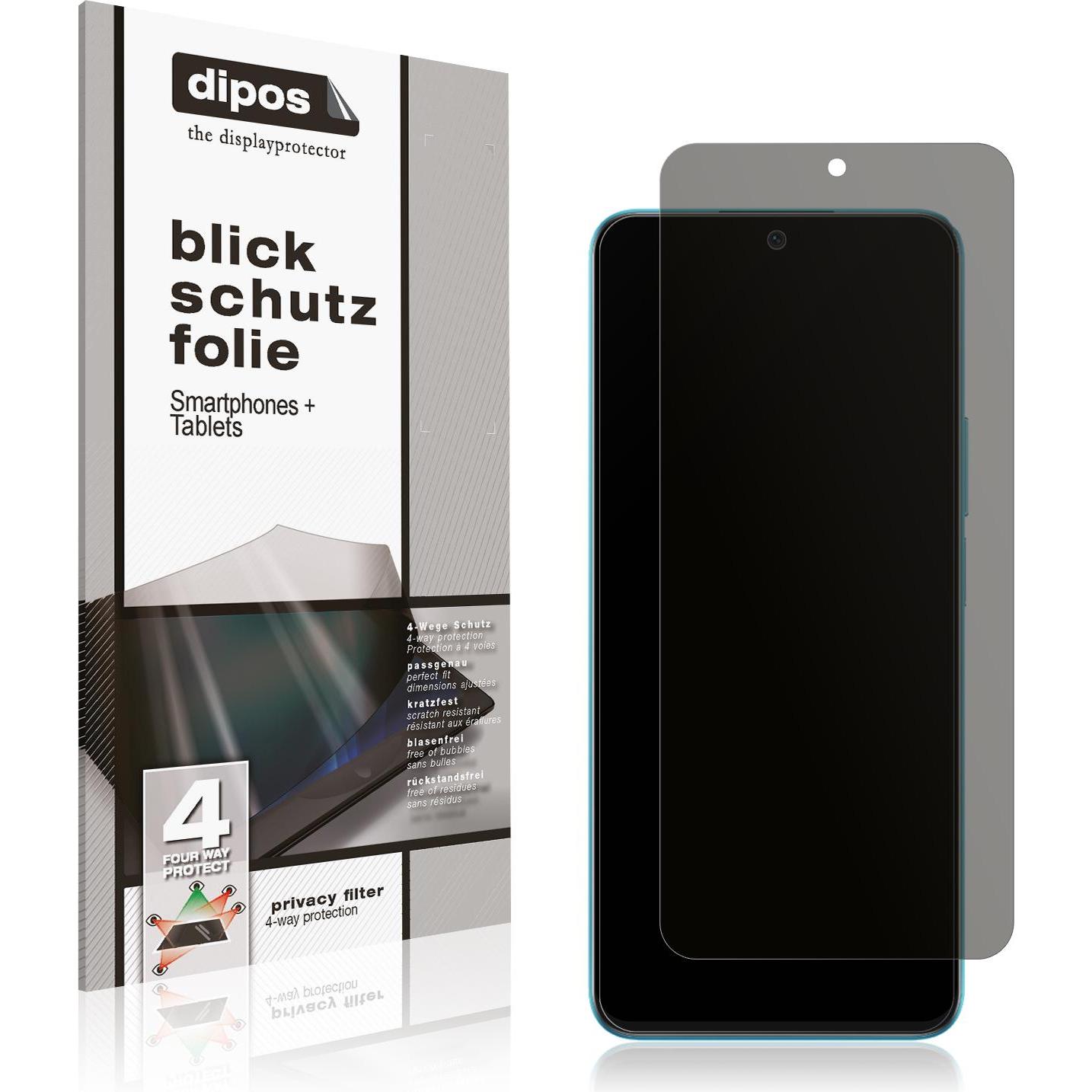 Dipos Blickschutzfolie 4-Way Privacy (1 Stück, Honor X8a), Smartphone Schutzfolie, Transparent