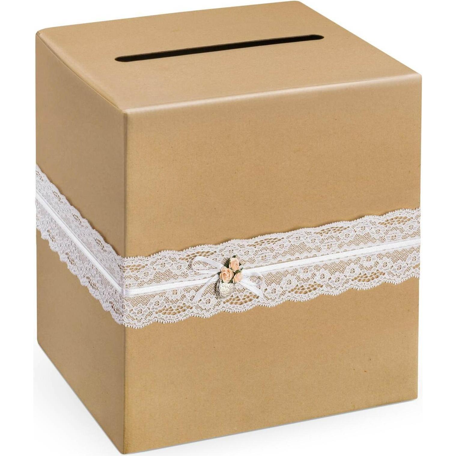 Partydeco Partyaccessoire Kartenbox 24 x 24 x 24 cm, 1 Stück, Braun