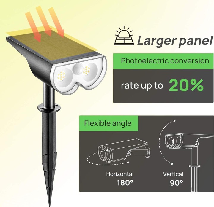 Image du produit Lumina Swiss 2x LED Spot de jardin solaire 4W RGB IP67 (650 lm, IP67)