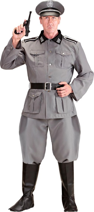 Widmann WW2 German soldier uniform jacket, trousers, belt, boot covers, hat (L)