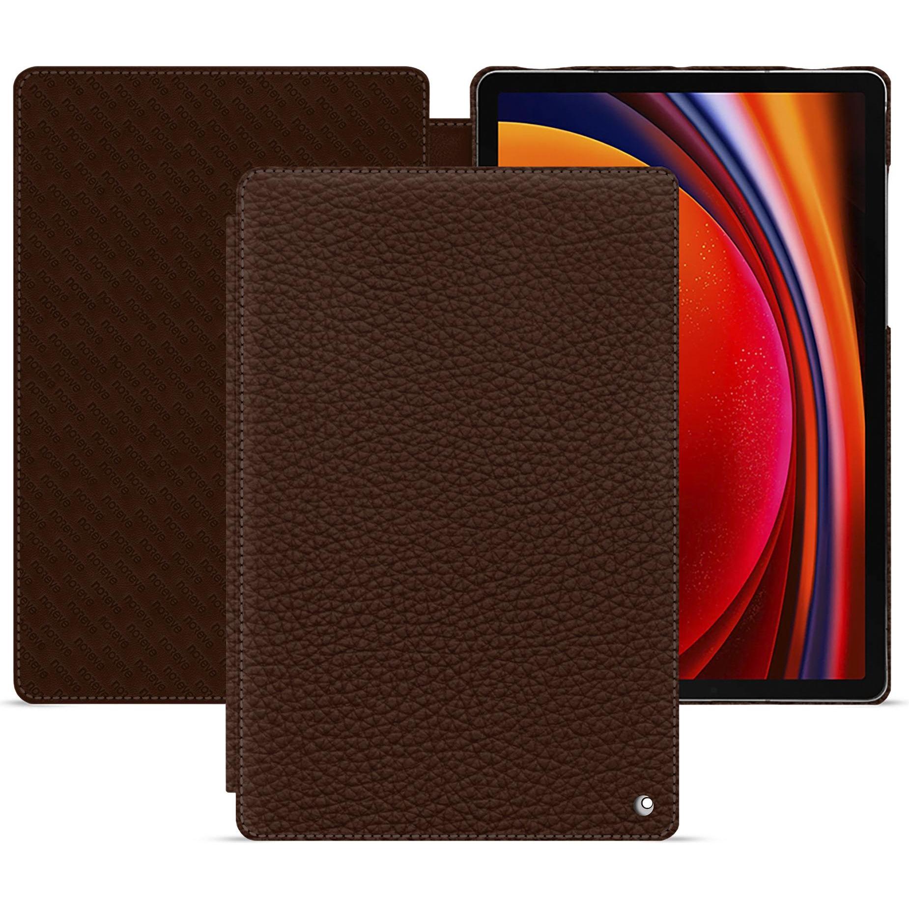 Noreve Lederschutzhülle horizontal (Galaxy Tab S9), Tablet Hülle, Braun