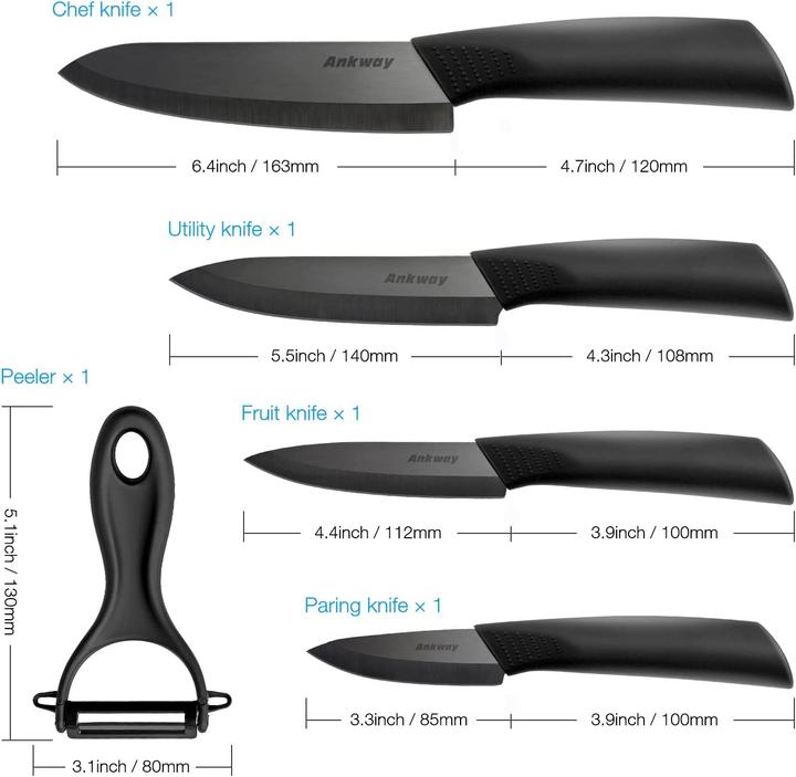 Actual product image Ankway Ceramic knife set with peeler (16.30 cm)