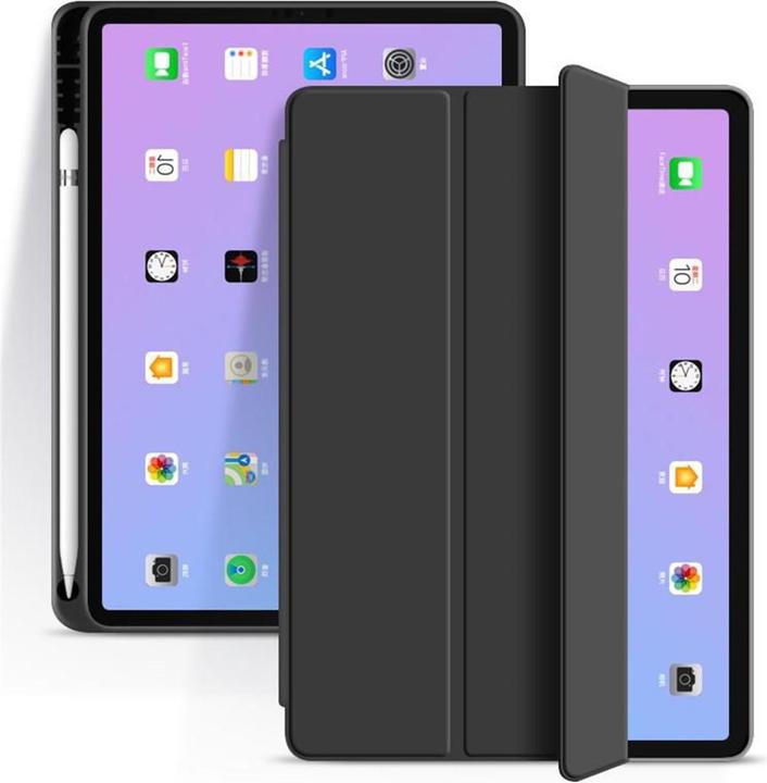 eSTUFF Pencil case iPad 10.2 2019/2020/2021 Black. PU leather front with soft TPU back and pencil s (Apple iPad 2019 (7th gen), Apple iPad 2020 (8th gen), Apple iPad 2021 (9th Gen))