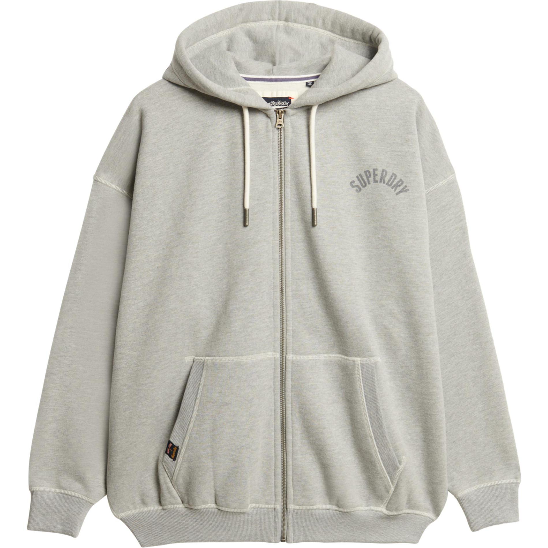 Superdry, Damen, Pullover, Athletic Essential Kapuzenjacke in Übergrösse, Grau, (S)