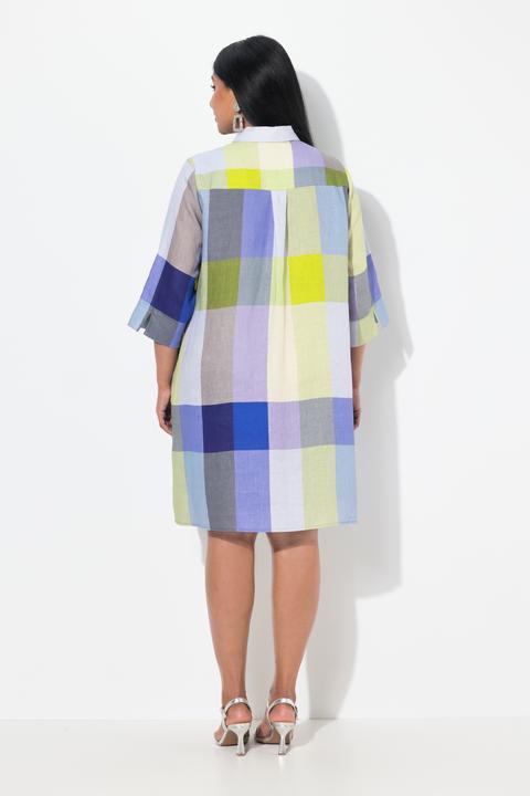 Produktbild Ulla Popken Leinen-Longbluse, Hemdkragen, Taschen, 3/4-Arm (60)