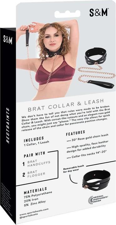Produktbild Sportsheets Sex And Mischief Brat Collar And Leash Sexalsbänder Black 90 cm