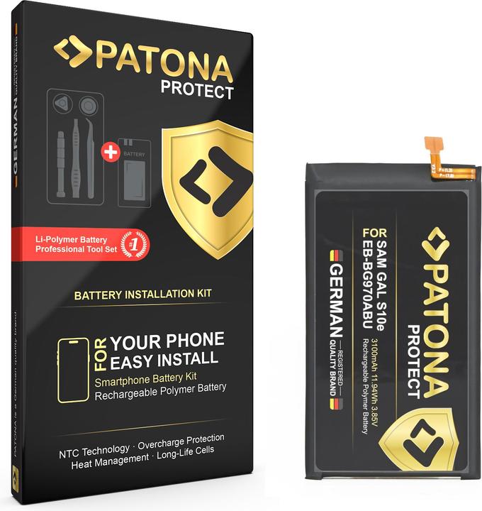 Actual product image Patona PROTECT Akku für Samsung Galaxy S10e SM-G970F EB-BG970BU inkl. Einbau Kit